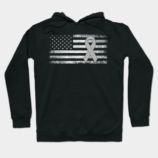 Brain Aneurysm Cancer Awareness Classic American Flag Hoodie